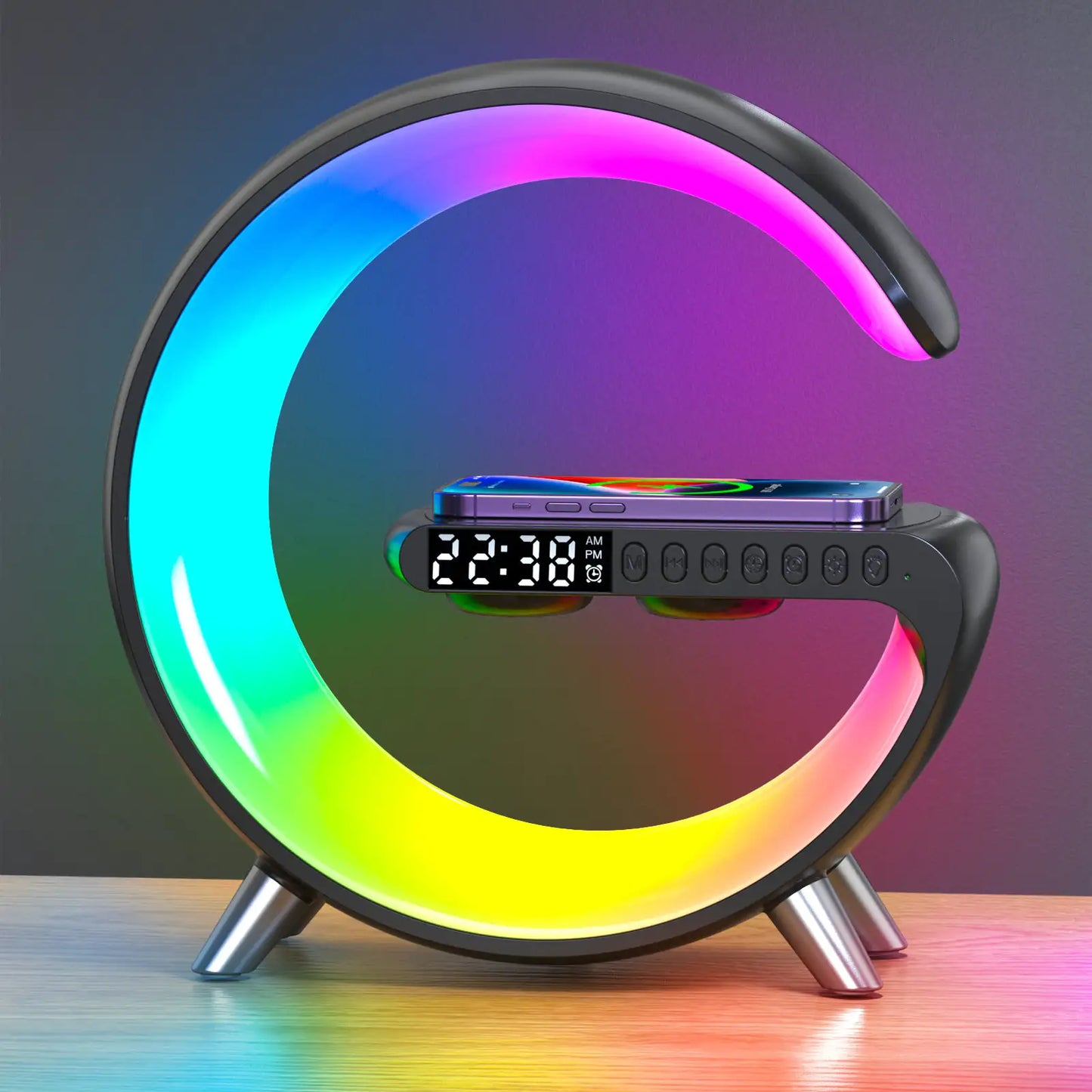 Mooncave Light Wireless Charger And Speaker With Clock