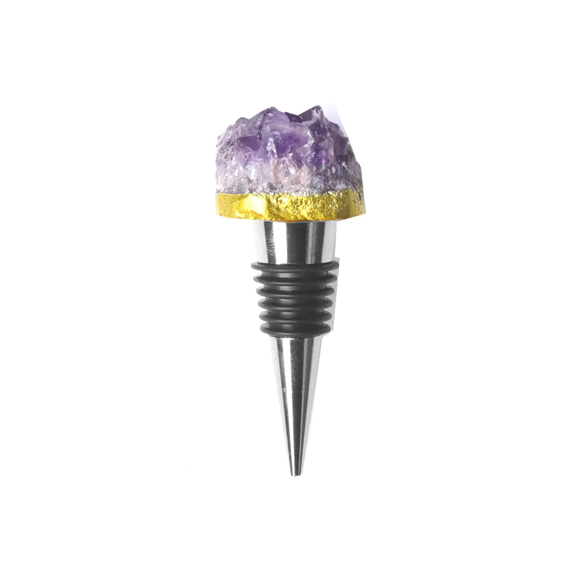 Fancy Amethyst Crystal Wine Stopper Pair