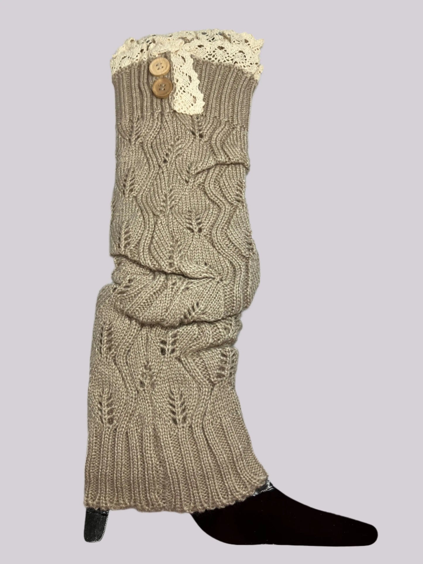 Lovely And Lacy Long Cable Knit Boot Socks