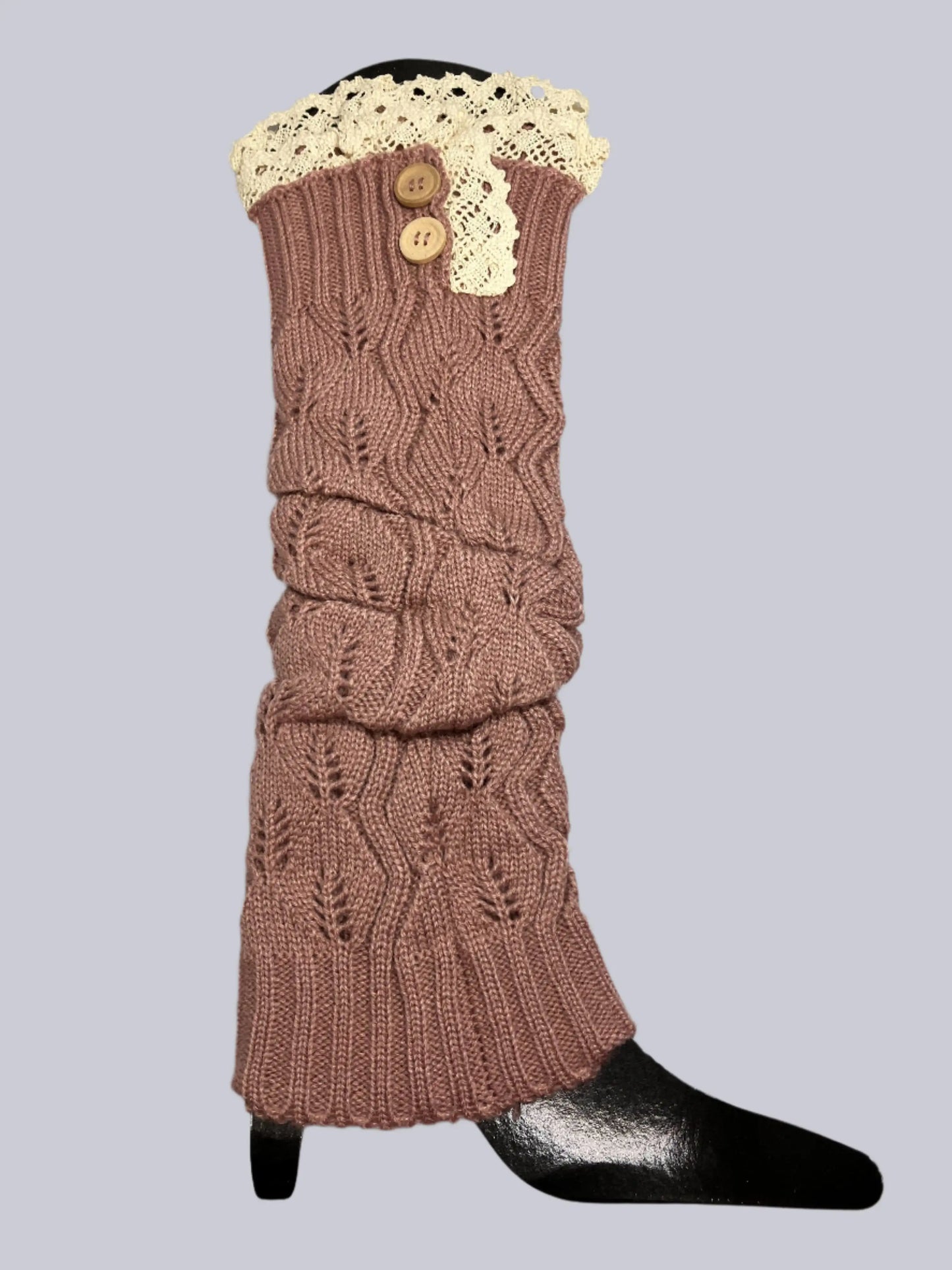 Lovely And Lacy Long Cable Knit Boot Socks