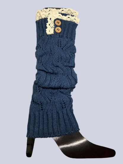 Lovely And Lacy Long Cable Knit Boot Socks