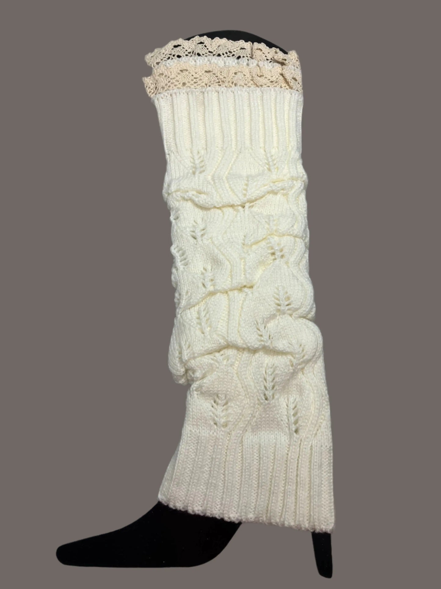 Lovely And Lacy Long Cable Knit Boot Socks