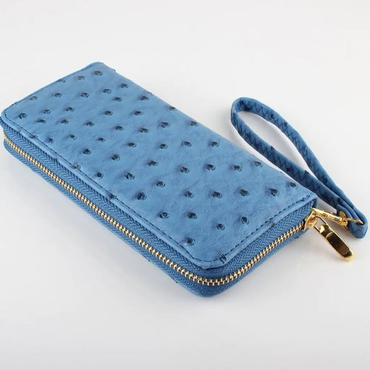 Faux Ostrich Leather Wristlet Clutch In Several Colors