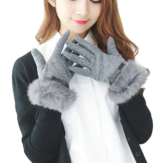 Kitten Mittens Faux Fur Lining Touch Smart Gloves