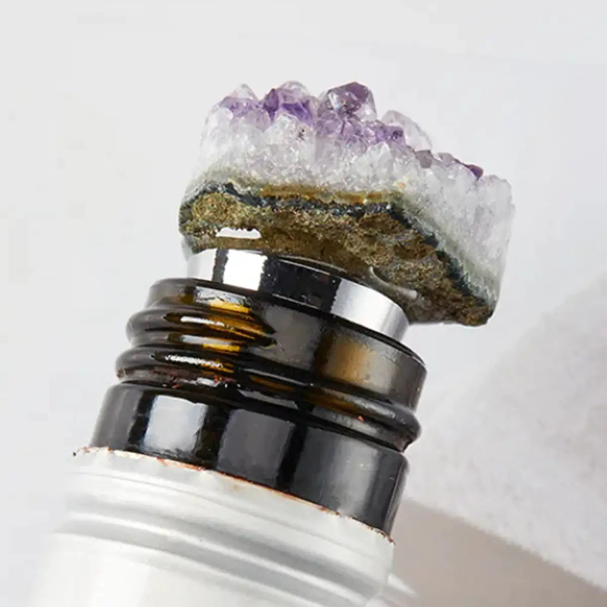 Fancy Amethyst Crystal Wine Stopper Pair