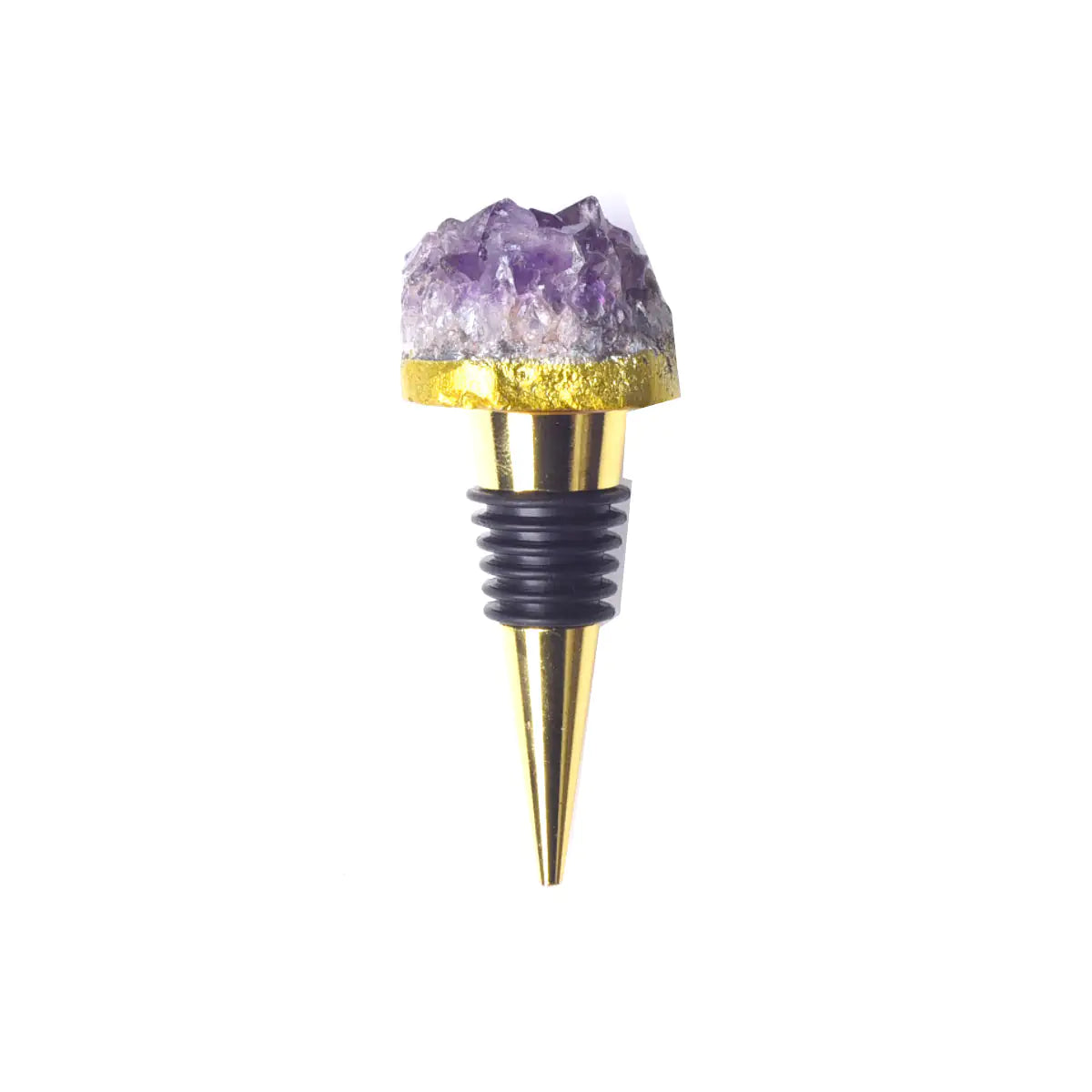 Fancy Amethyst Crystal Wine Stopper Pair