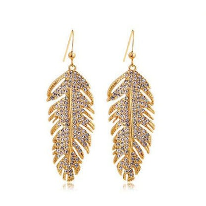 Divine Earrings With Diamonds And Feathers