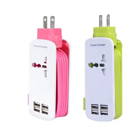 Smartest Travel Charger for 4 USB port with World Adapter and a 5ft Extension cord