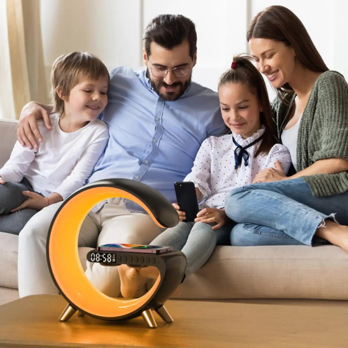 Mooncave Light Wireless Charger And Speaker With Clock